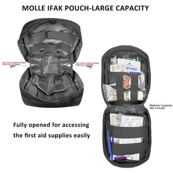 First Aid Pouch Empty Small, Tactical Molle EMT Pouch Compact (Black) - Picture 7 of 8